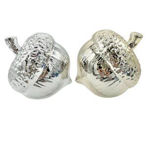 Silver and Gold Acorn-Shaped Decorative Figurines With Textured Finish Autumn